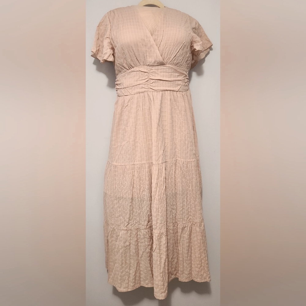 Shirred Waist Ruffle Hem Dress
